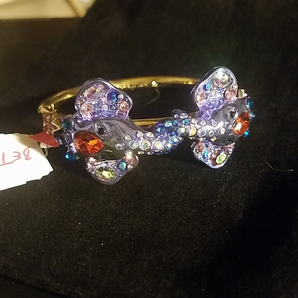 New Betsey Johnson bangle rhinestone elephant brac